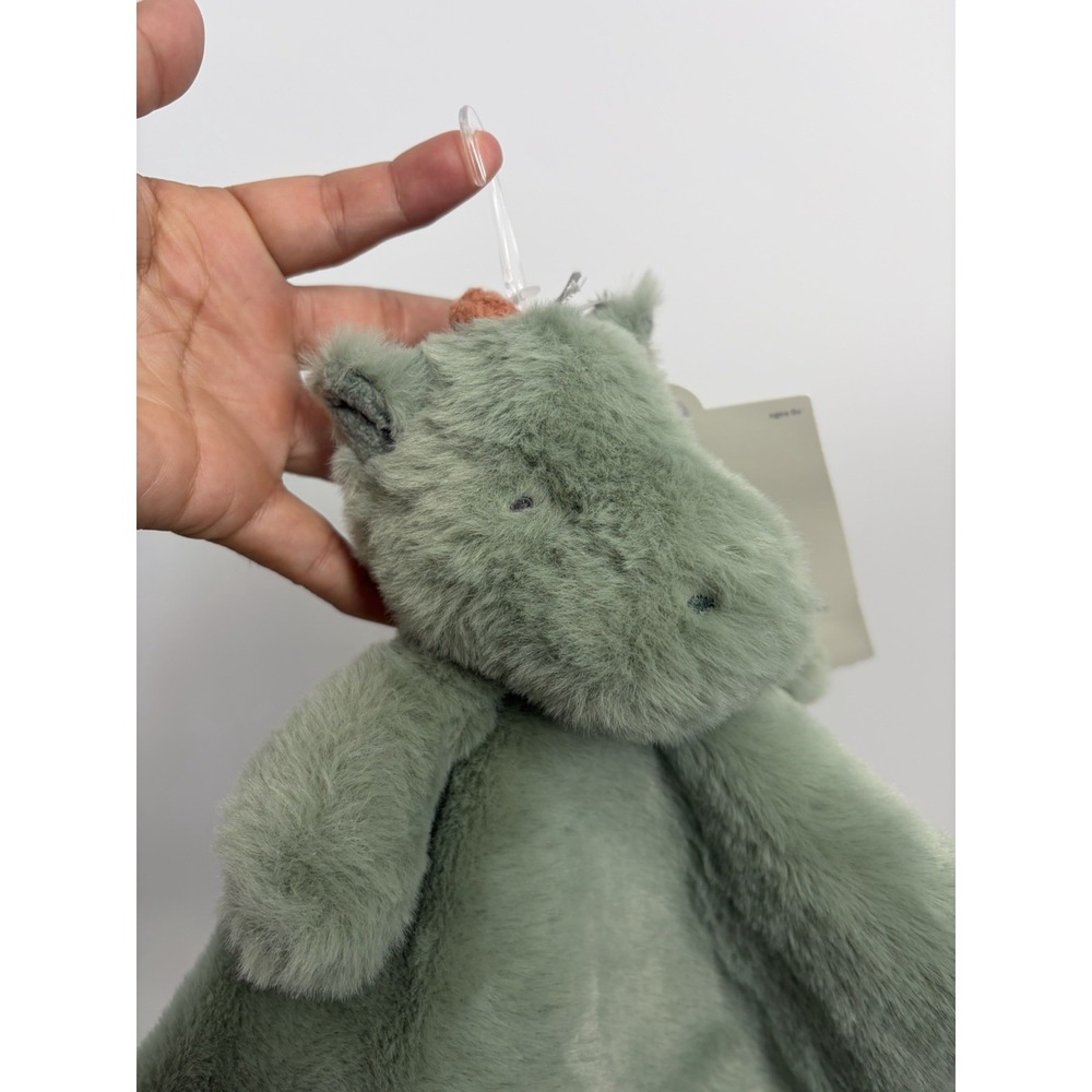 Cloud Island Dragon Security Blanket Lovey Sage Green Faux Fur Satin Trim NWT - Picture 4 of 10